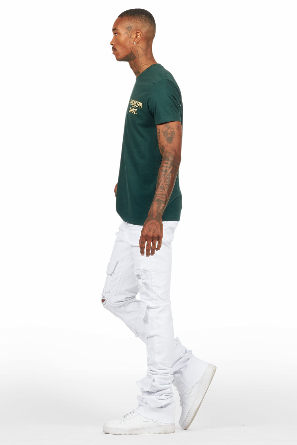 Pooja White Super Stacked Flare Jean