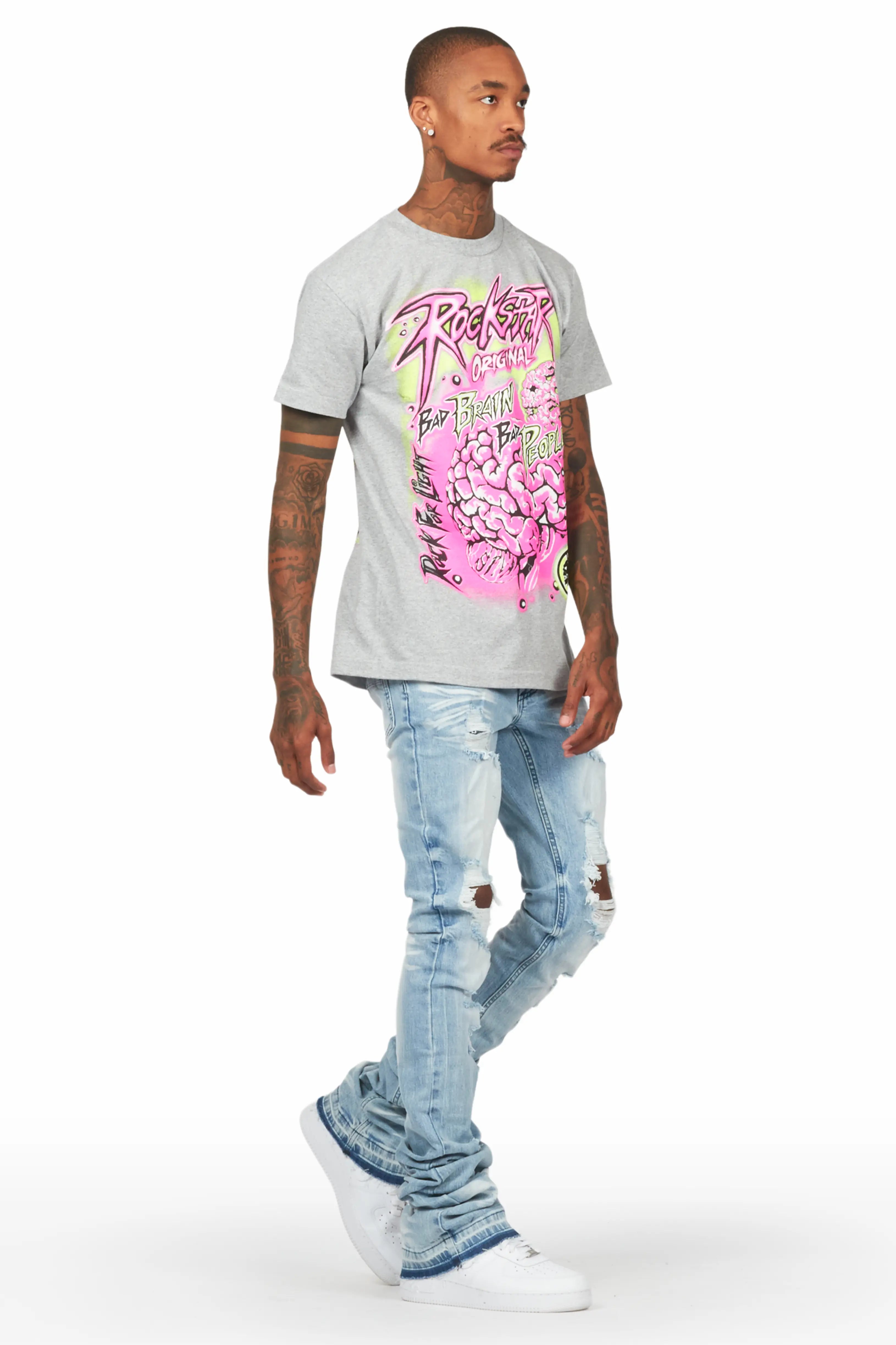 Zahir Blue Super Stacked Flare Jean