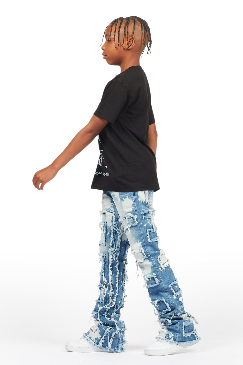 Boys Laban Light Blue Bleach Slim Stacked Flare Jean