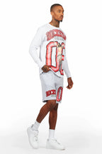 Fields White/Grey Long Sleeve T-Shirt Short Set