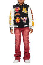 Boys Fio Black/White Varsity Jacket