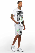 Tarl White/Grey Graphic T-Shirt Short Set