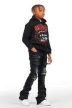 Boys Petrus Black Stacked Flare Jean
