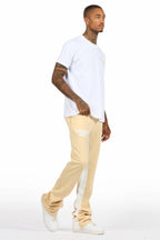 Lake White/Beige T-Shirt/Stacked Baggy Track Pant Set