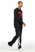 Scottie Black/Red Long Sleeve T-Shirt/Baggy Pant Set