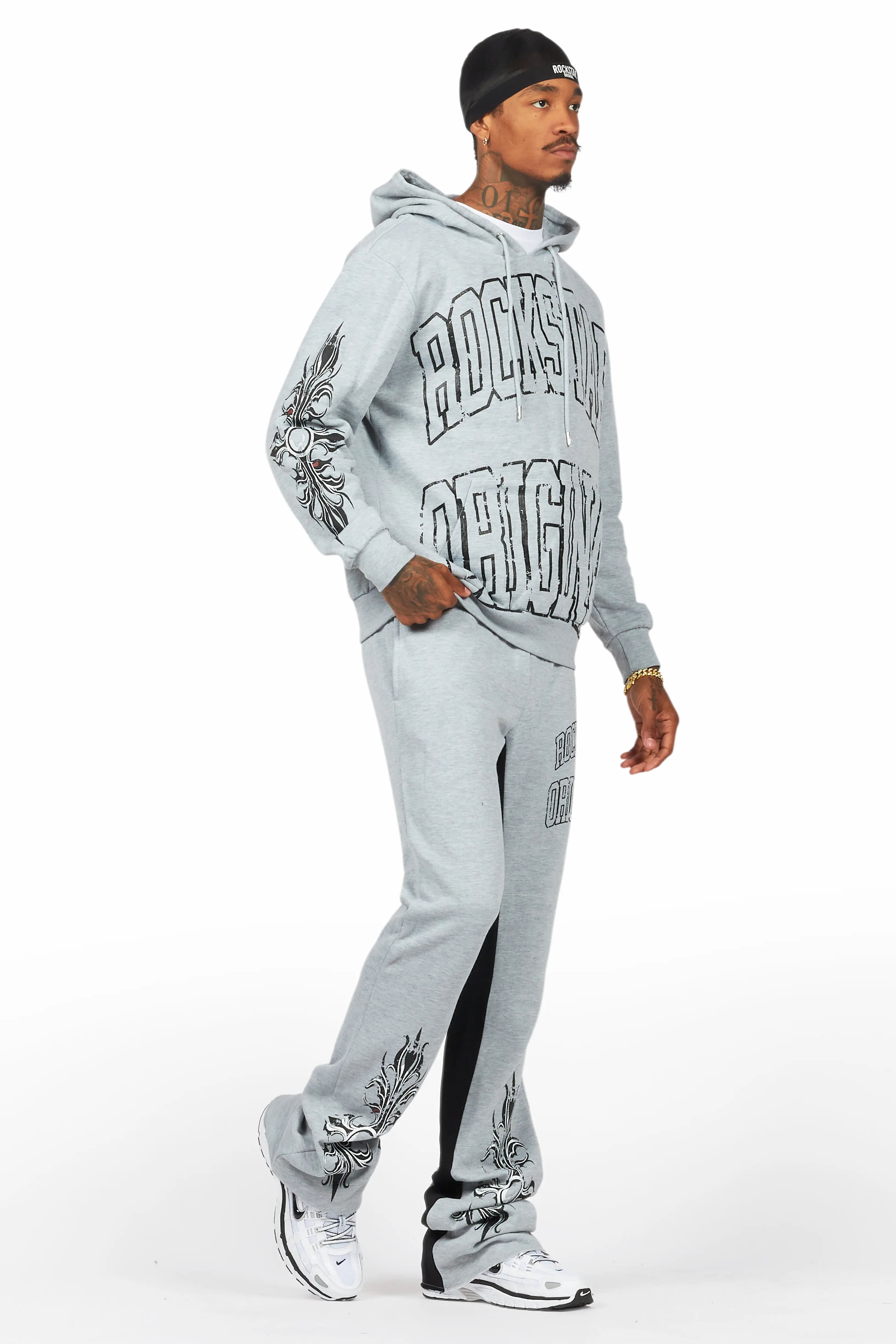 Akio Heather Grey Hoodie/Baggy Track Pant Set