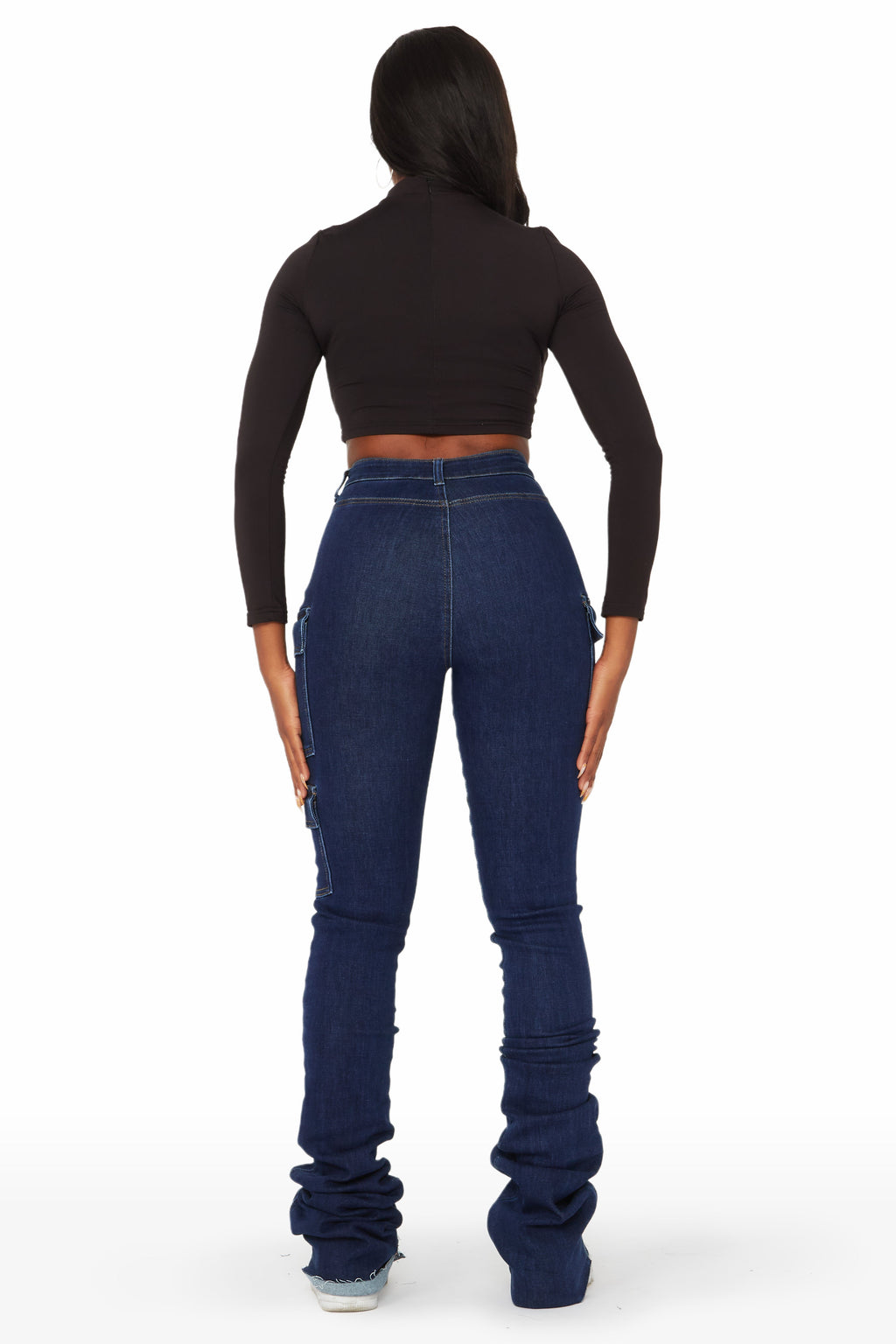 Vixen Dark Wash Cargo Super Stacked Jean