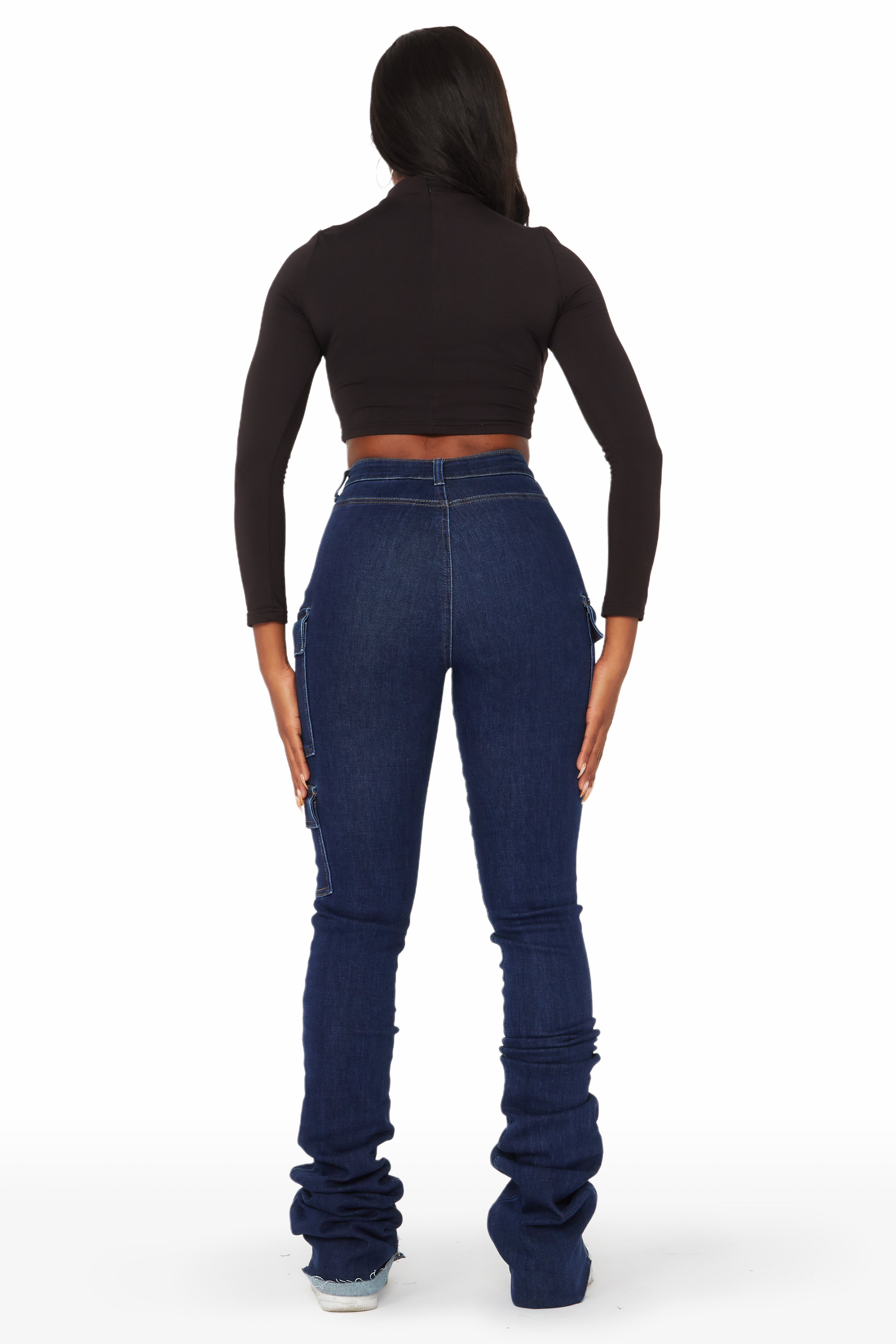 Vixen Dark Wash Cargo Super Stacked Jean