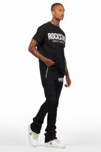 Emilio Black T-Shirt/Stacked Flare Track Set