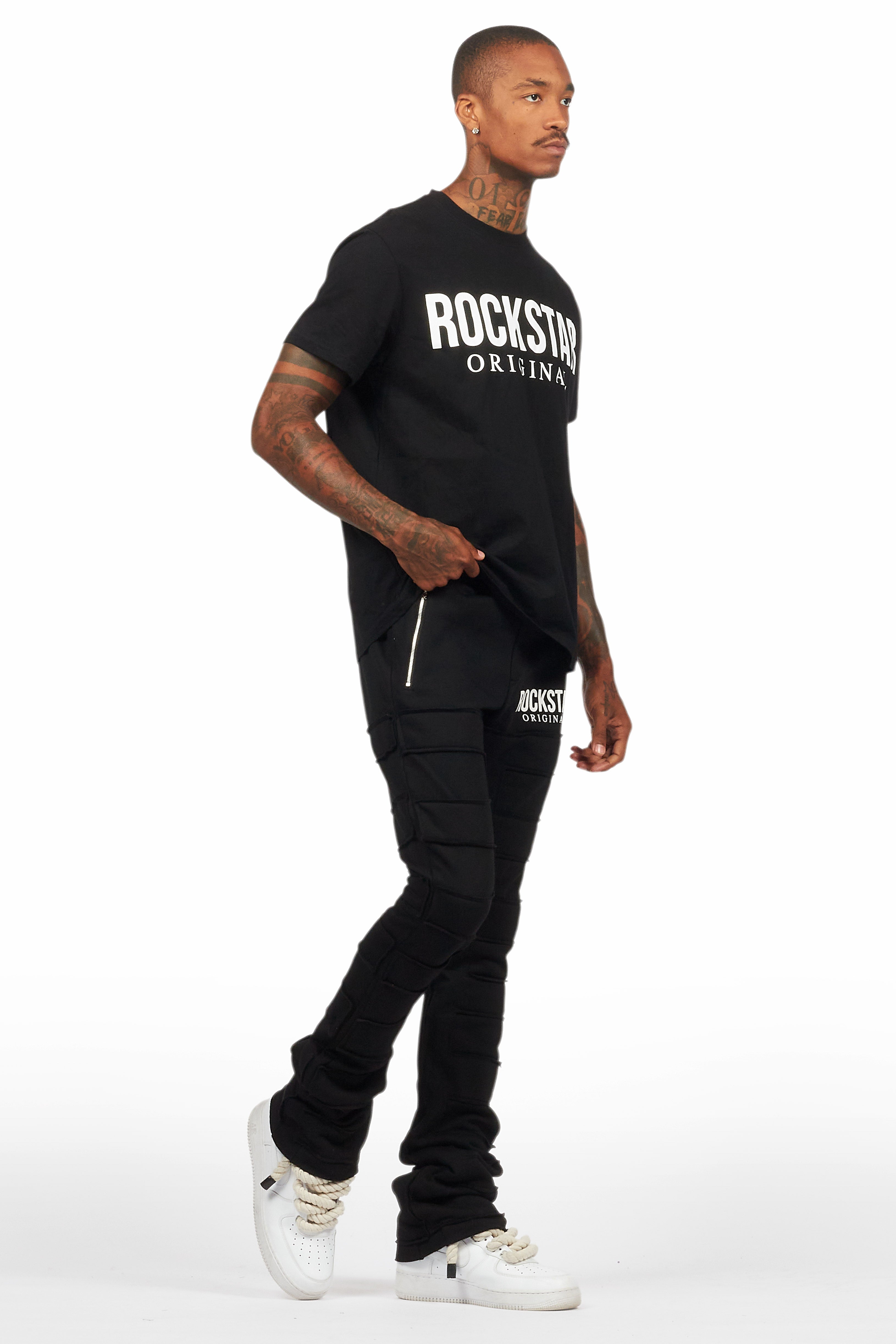 Emilio Black T-Shirt/Stacked Flare Track Set