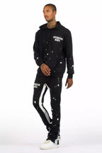 Raffer Black/White Hoodie/Super Stacked Flare Pant Set