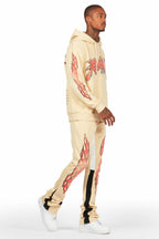 Yash Beige Super Stacked Flare Pant Set