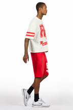 Alik White/Red Crop Boxy Tee Short Set