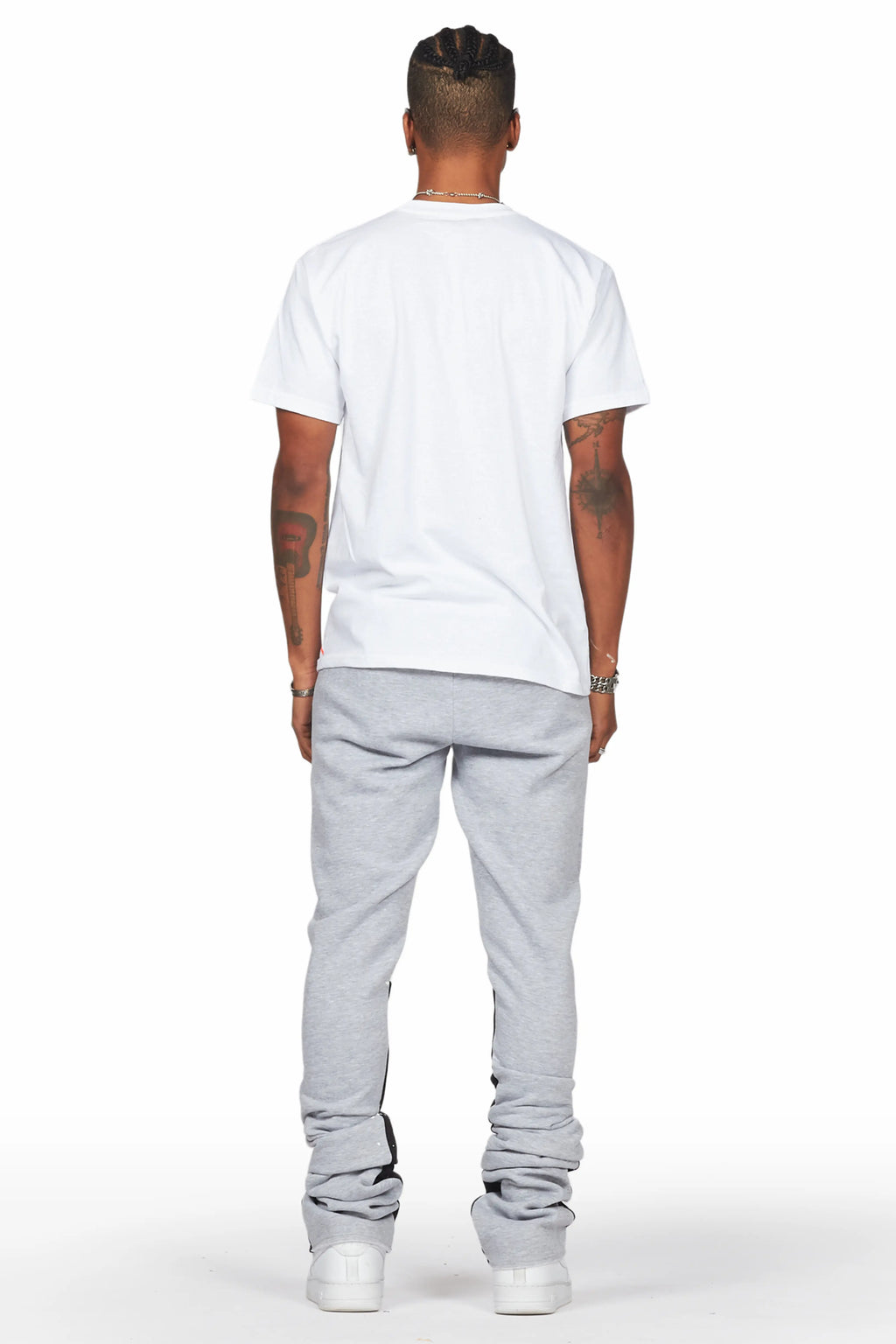Damone Heather Grey Super Stacked Flare Track Pant