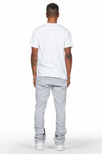 Damone Heather Grey Super Stacked Flare Track Pant