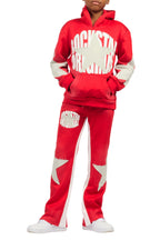 Boys States Red/Heather Grey Stacked Hoodie Track Set