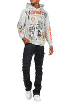 Shoota Heather Grey Distressed Graphic Hoodie