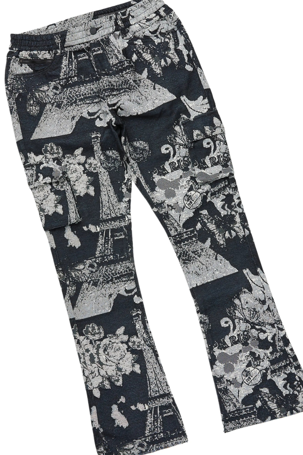 Boys Lamont Black Tapestry Puffer Jacket/Flare Jean Set