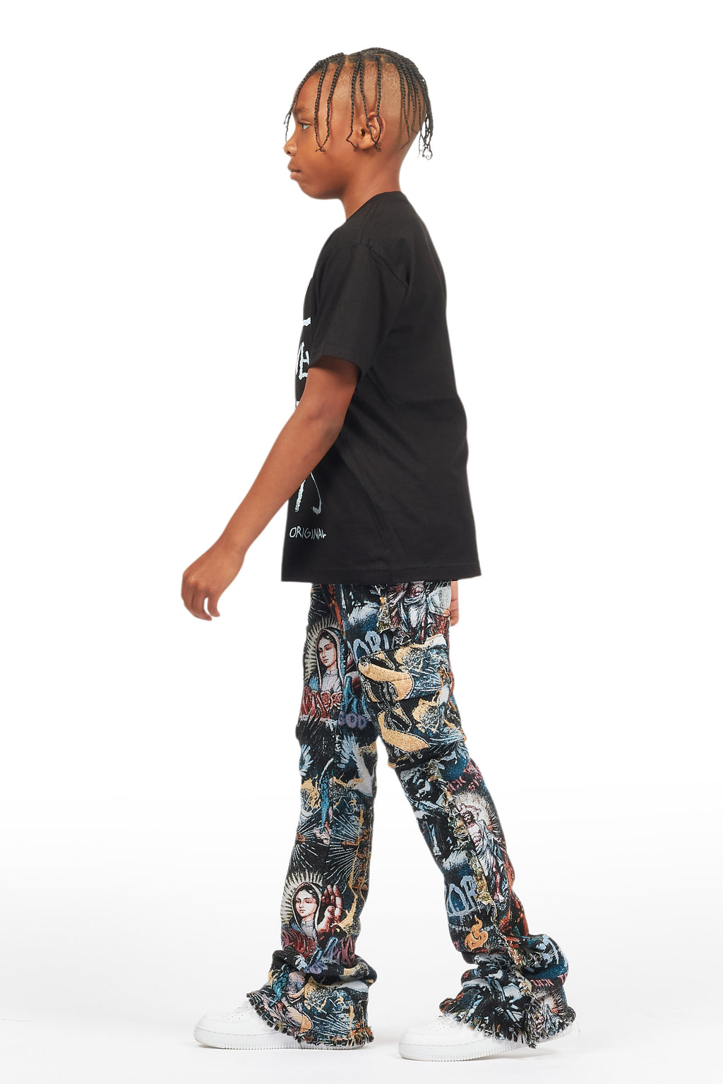 Boys Dalai Multi Stacked Tapestry Flare Jean