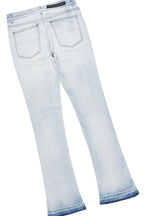 Grill White/Blue Oversized Graphic T-Shirt/Dag Stacked Flare Jean Set