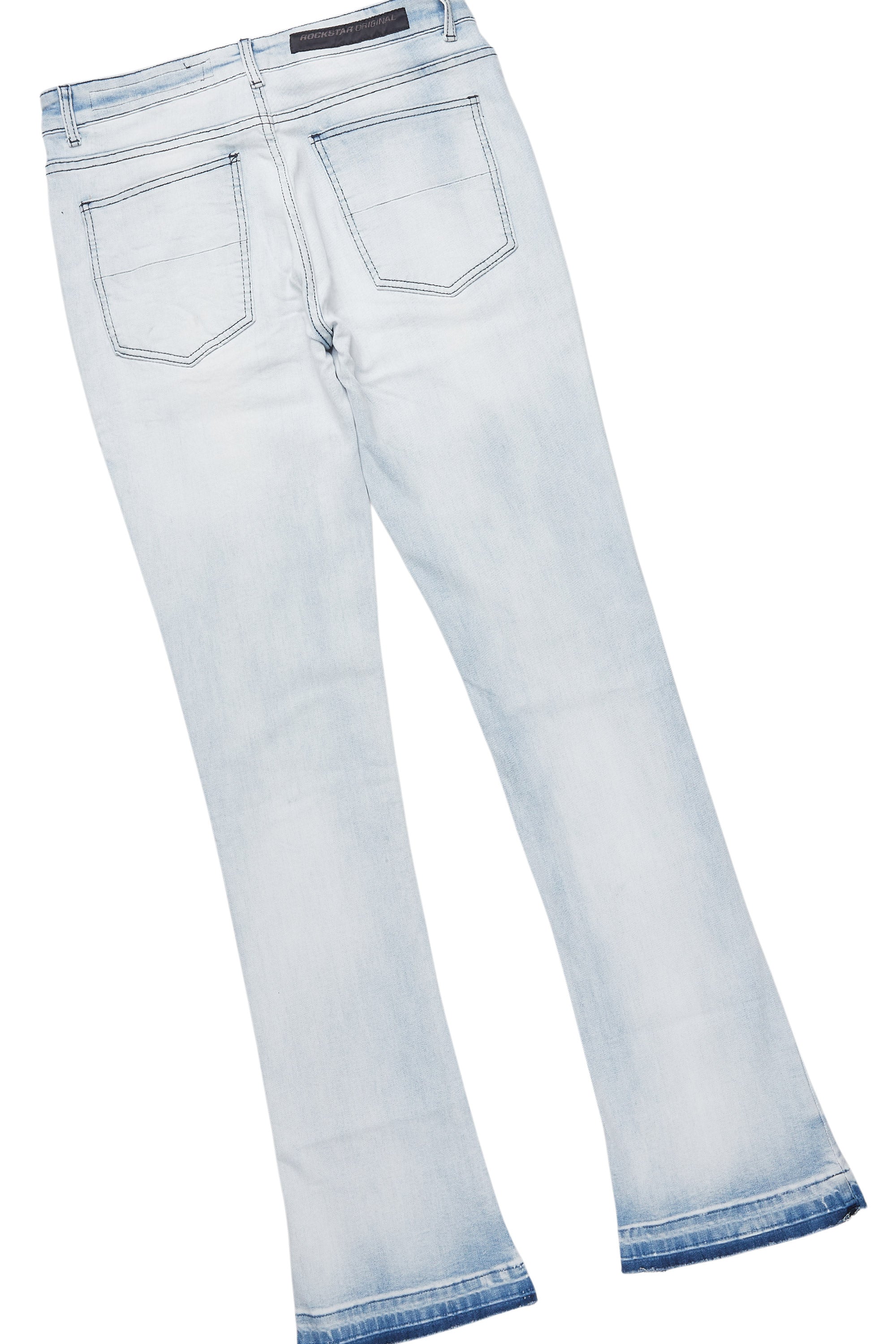 Grill White/Blue Oversized Graphic T-Shirt/Dag Stacked Flare Jean Set