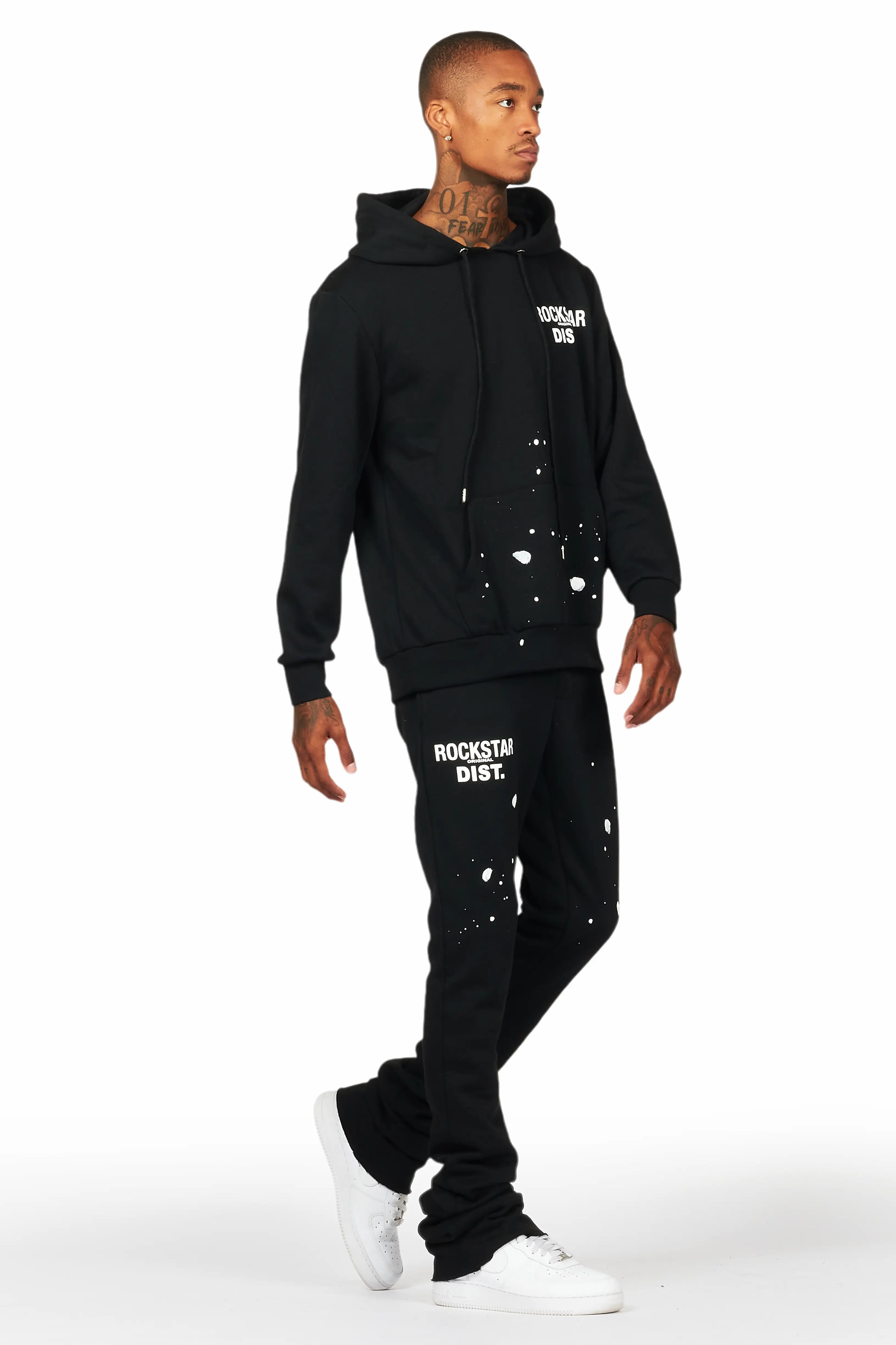 Raffer Black Hoodie/Super Stacked Flare Track Set