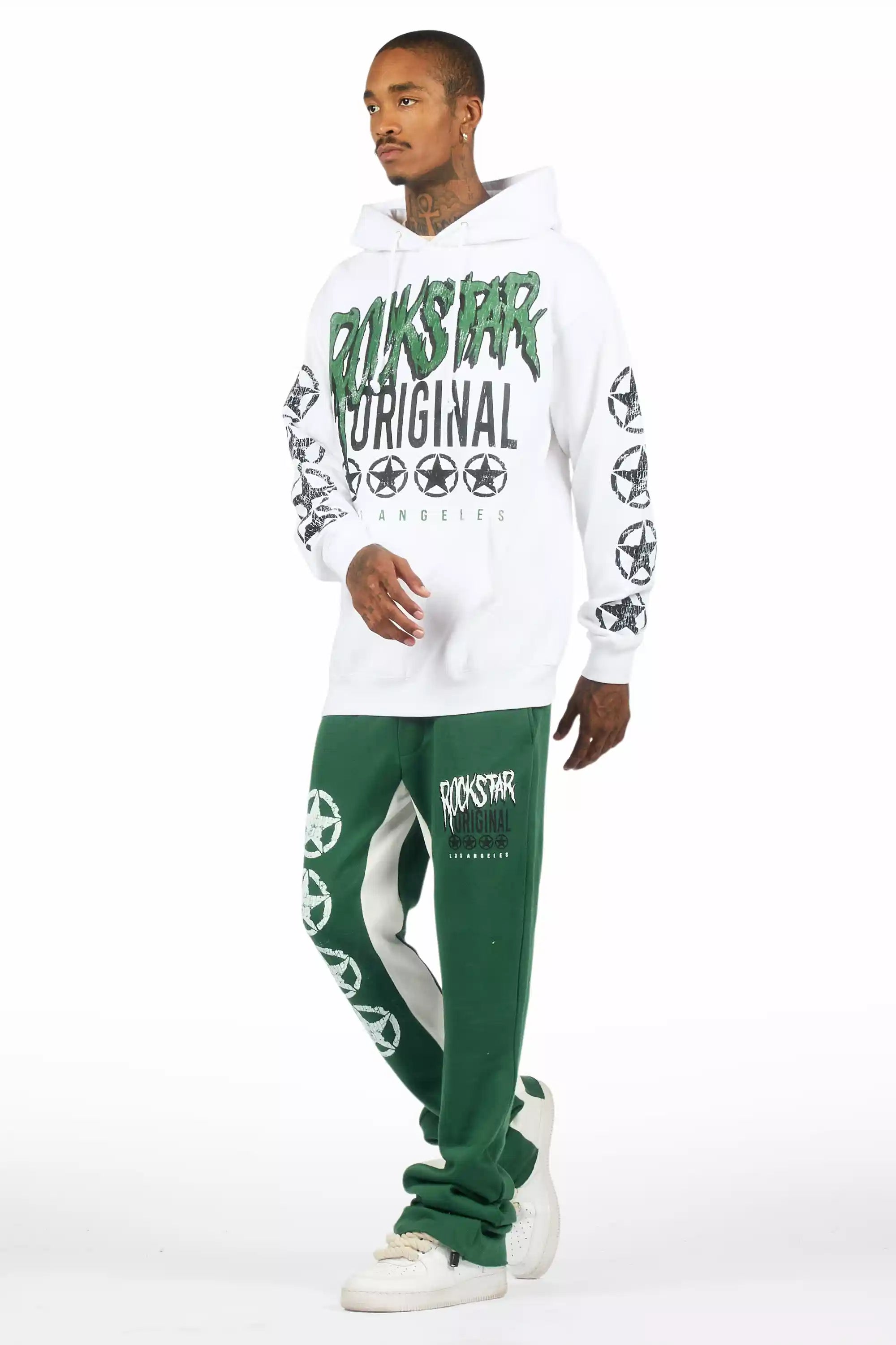 Wizzurd White/Green Hoodie Stacked Track Set