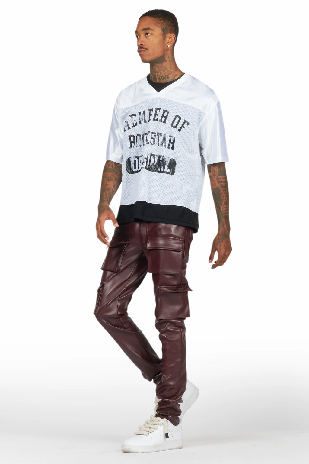 Kap Burgundy Skinny Faux Leather Fit Jean