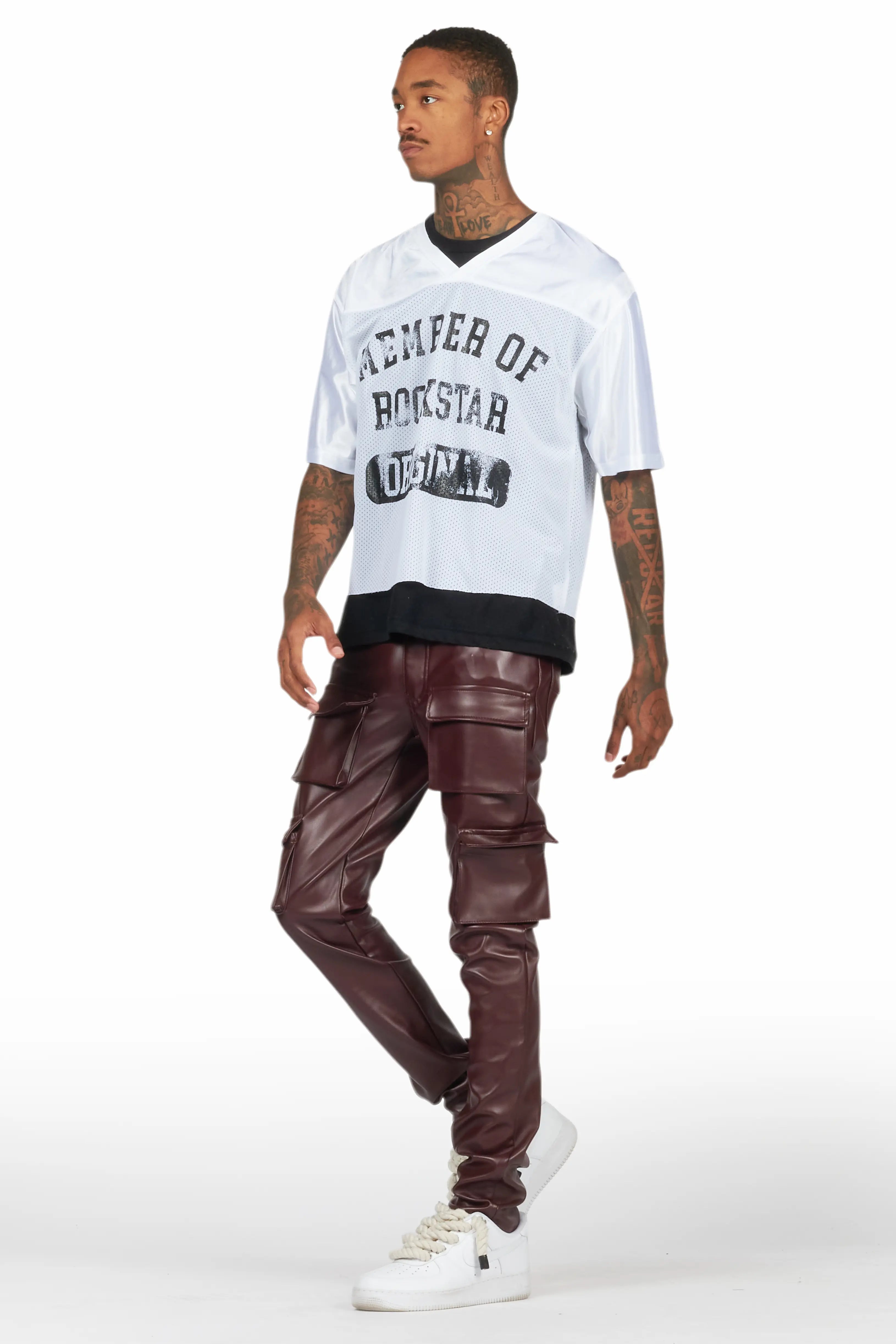 Kap Burgundy Skinny Faux Leather Fit Jean