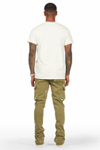 Radko Olive Stacked Flare Cargo Pants