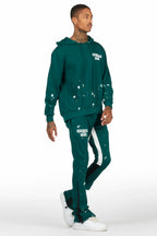 Raffer Dark Green Hoodie/Stacked Flare Pant Set