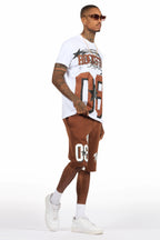 Allstar White/Brown T-Shirt Short Set