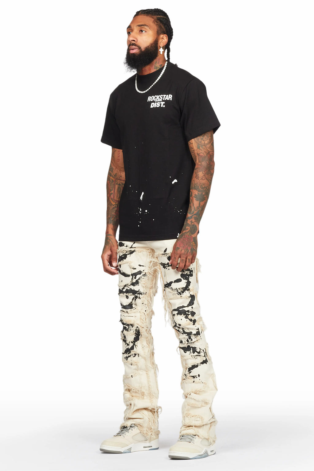 Kaito Beige Painter Stacked Flare Jean