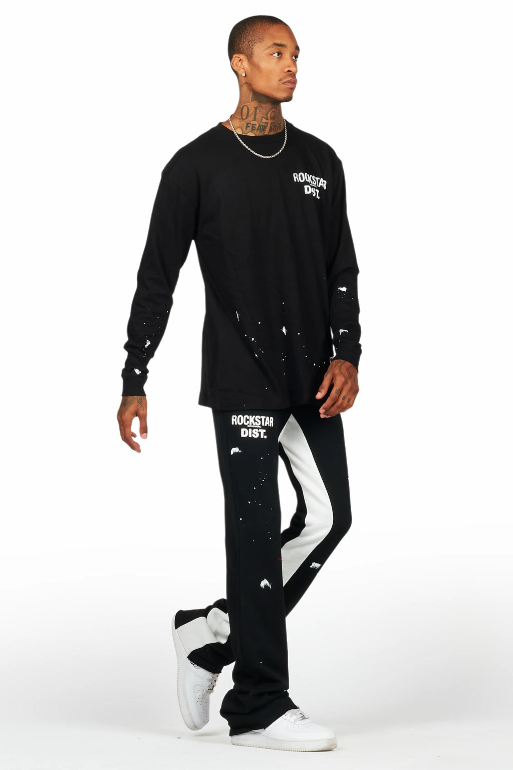 Raffer Black Long Sleeve T-Shirt/Baggy Pant Set
