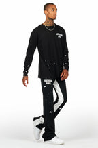 Raffer Black Long Sleeve T-Shirt/Baggy Pant Set