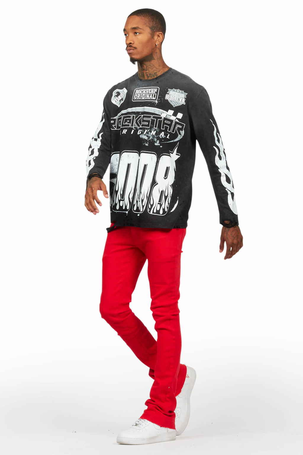 Dag Red Stacked Flare Jean