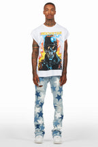 StarLane Light Blue Stacked Flare Jean