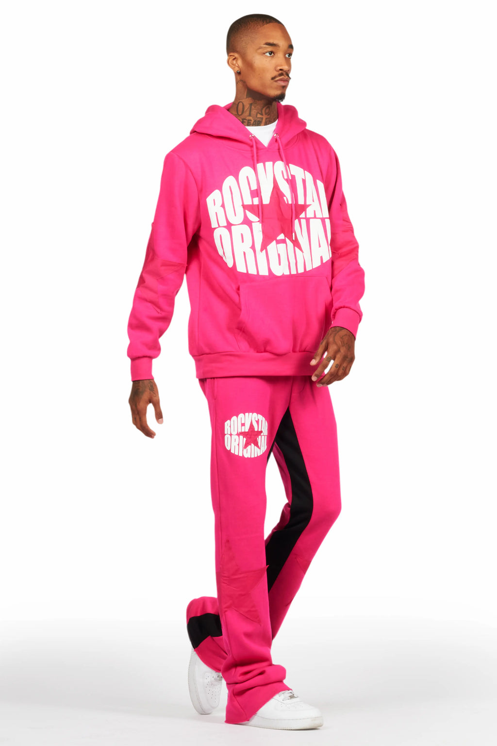 States Fuchsia Baggy Stacked Hoodie Track Set