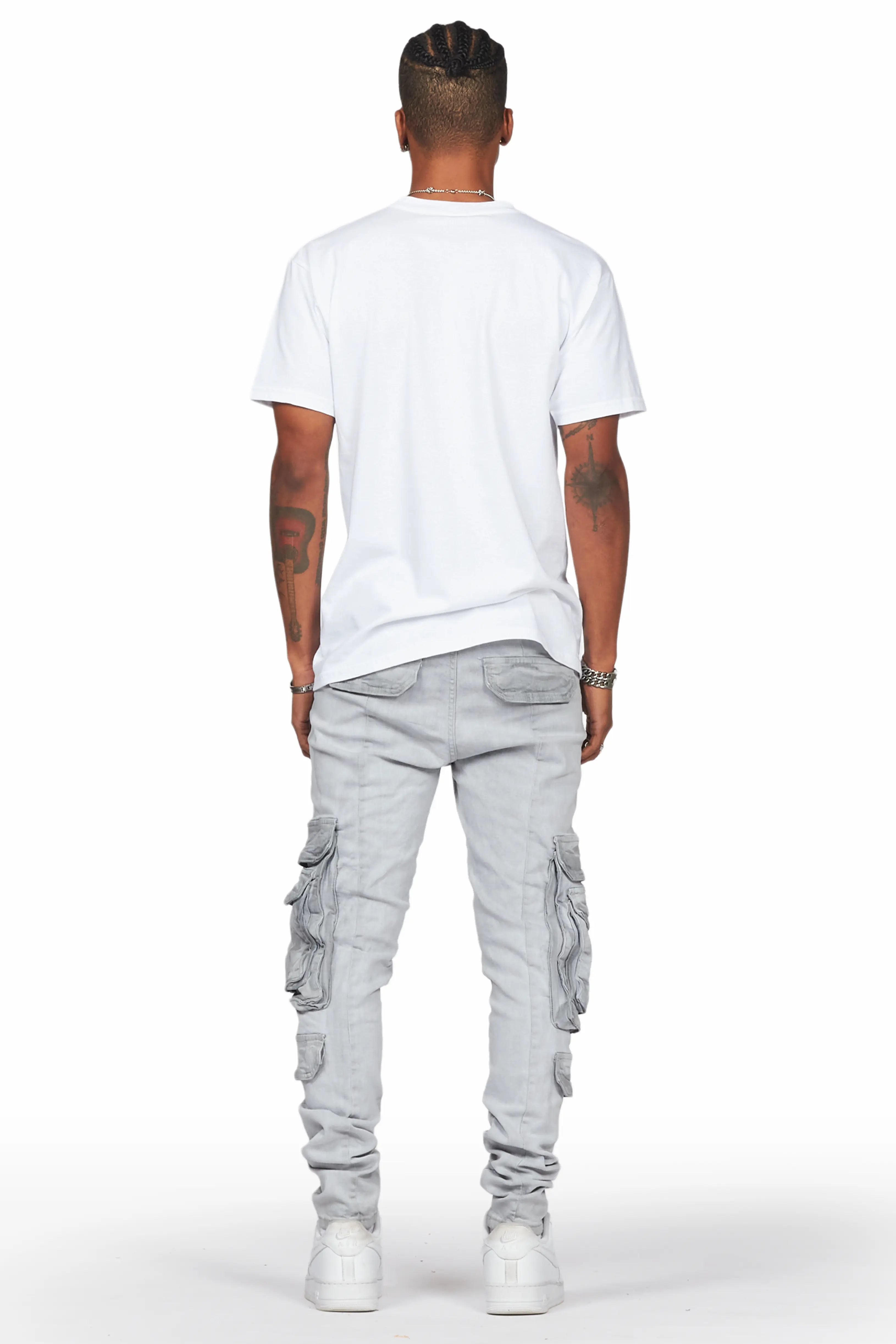 Iniko Grey Skinny Fit Cargo Jean