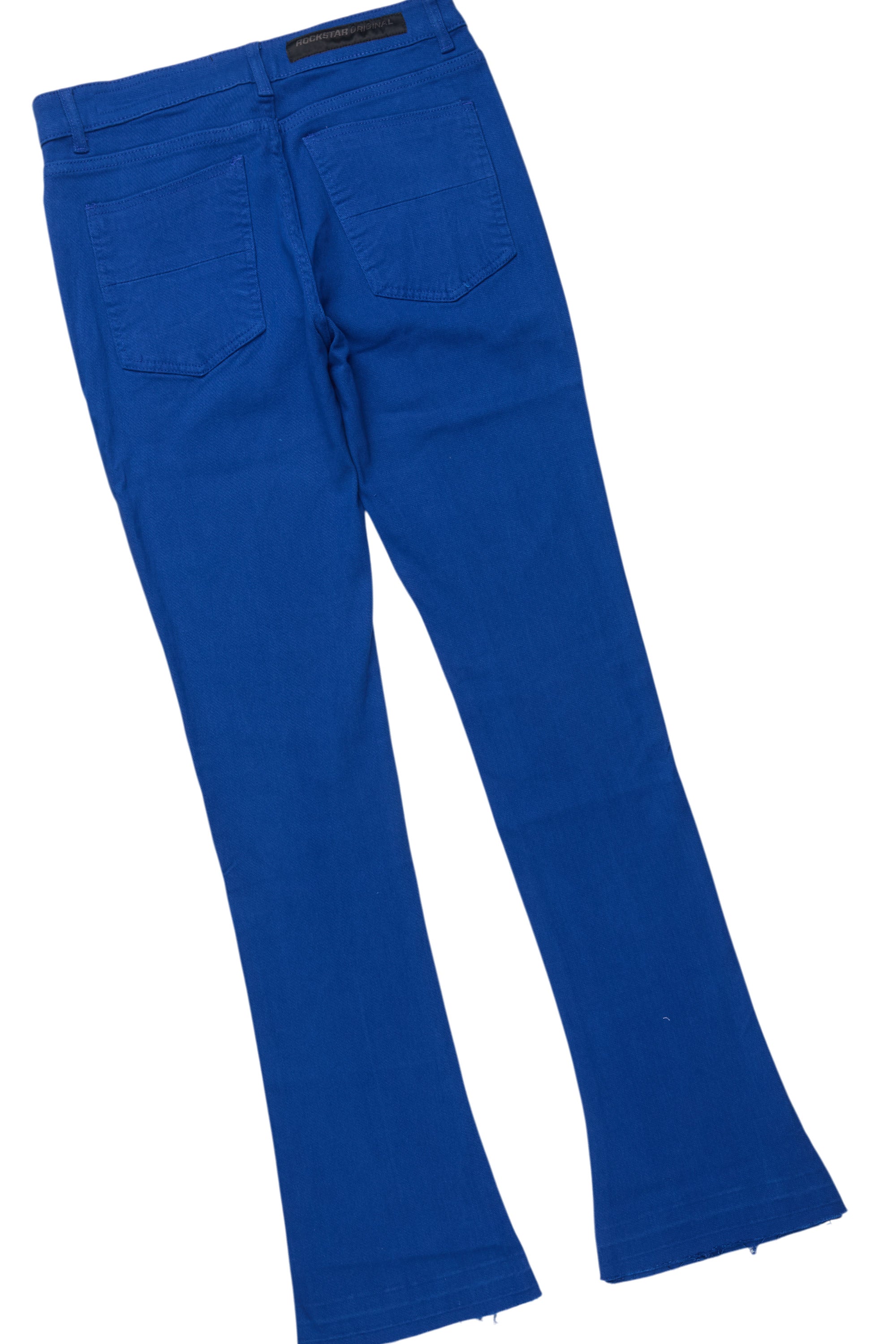 Grill White/Royal Blue Oversized Graphic T-Shirt/Dag Stacked Flare Jean Set