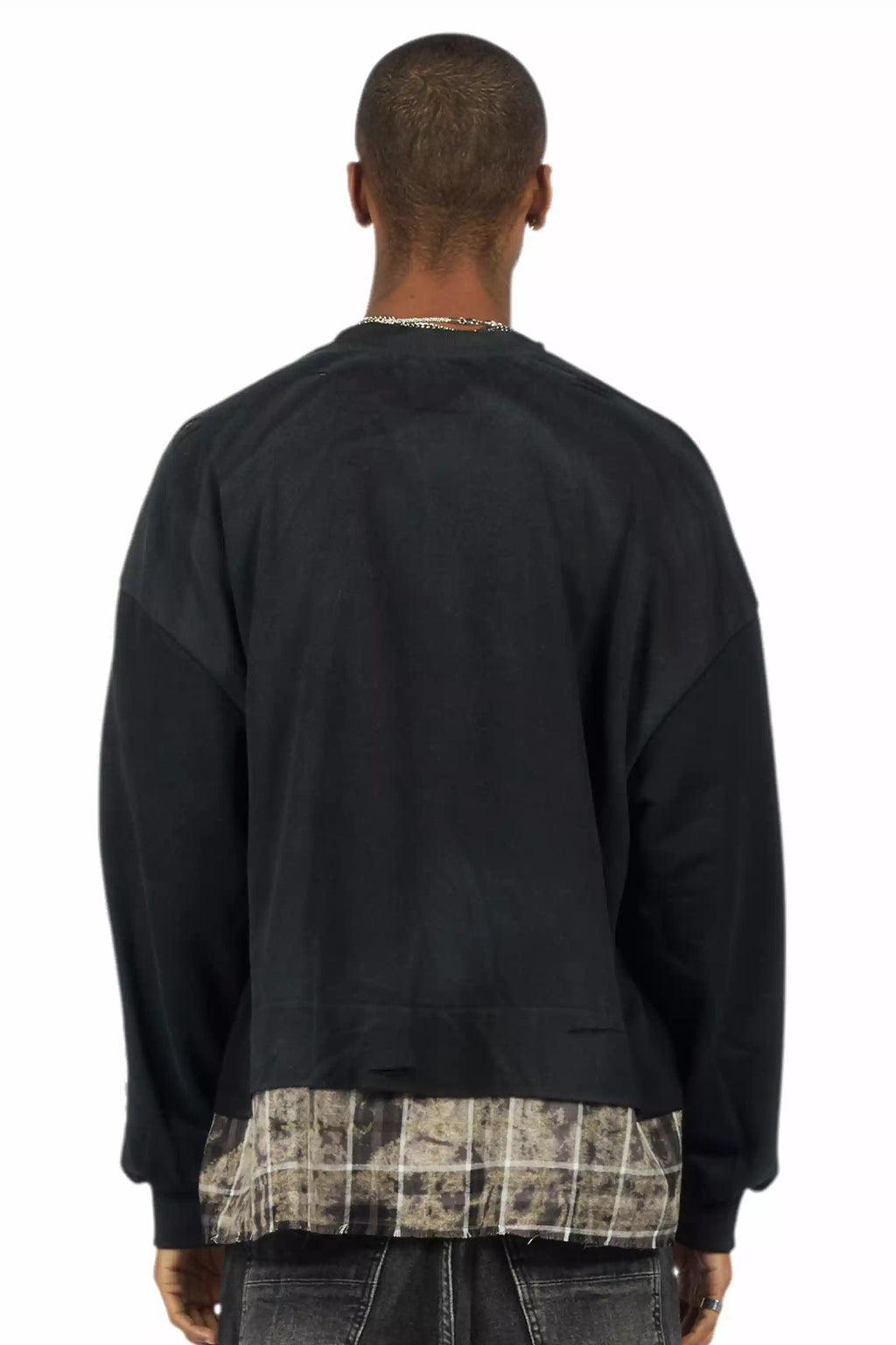 Hundo Black Graphic Flannel Crewneck