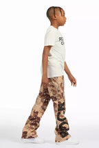 Boys Deniska White/Camo T-Shirt Baggy Stacked Flare Set