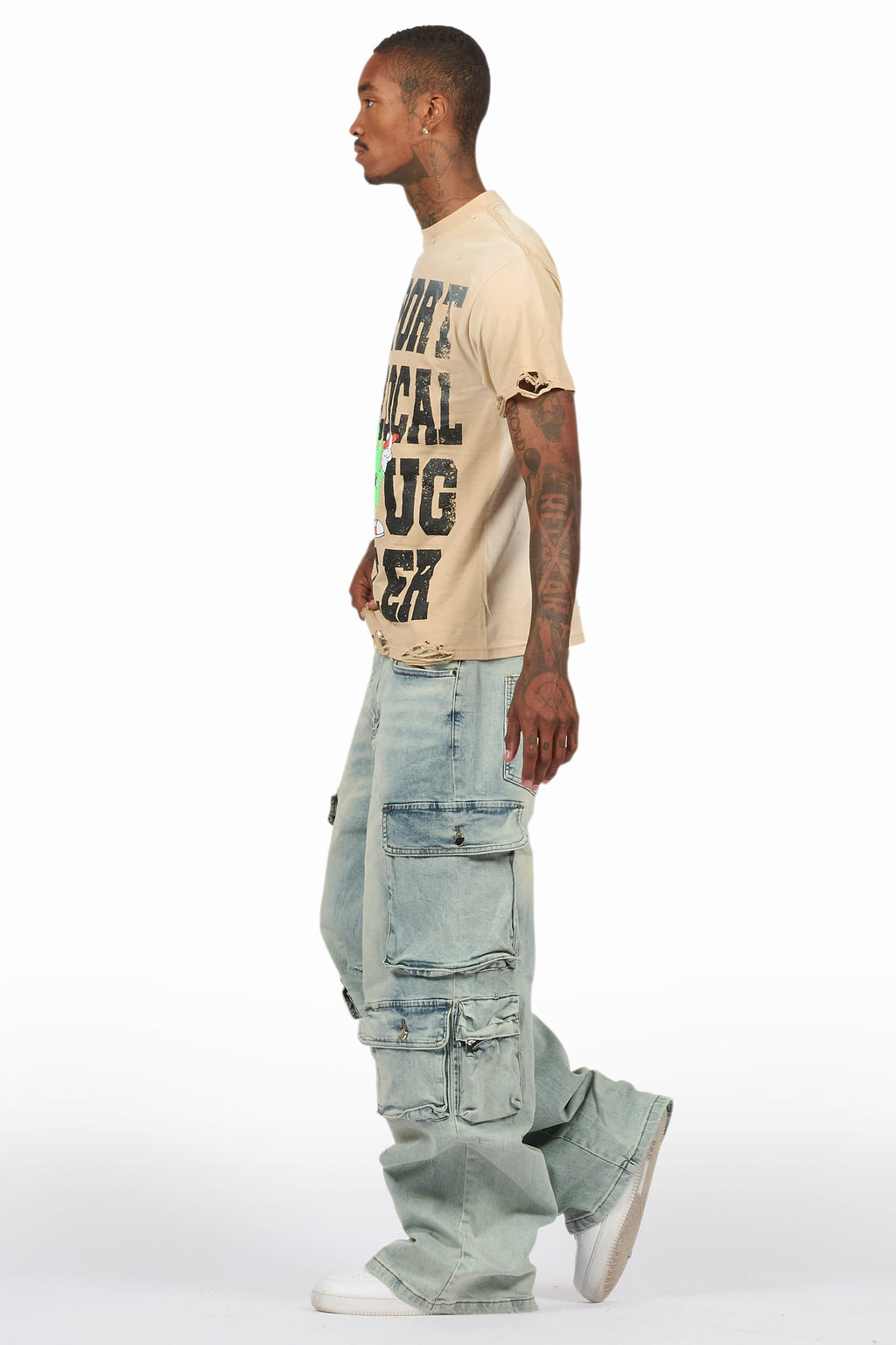 Tarl Beige/Blue T-Shirt/Baggy Fit Jean Bundle