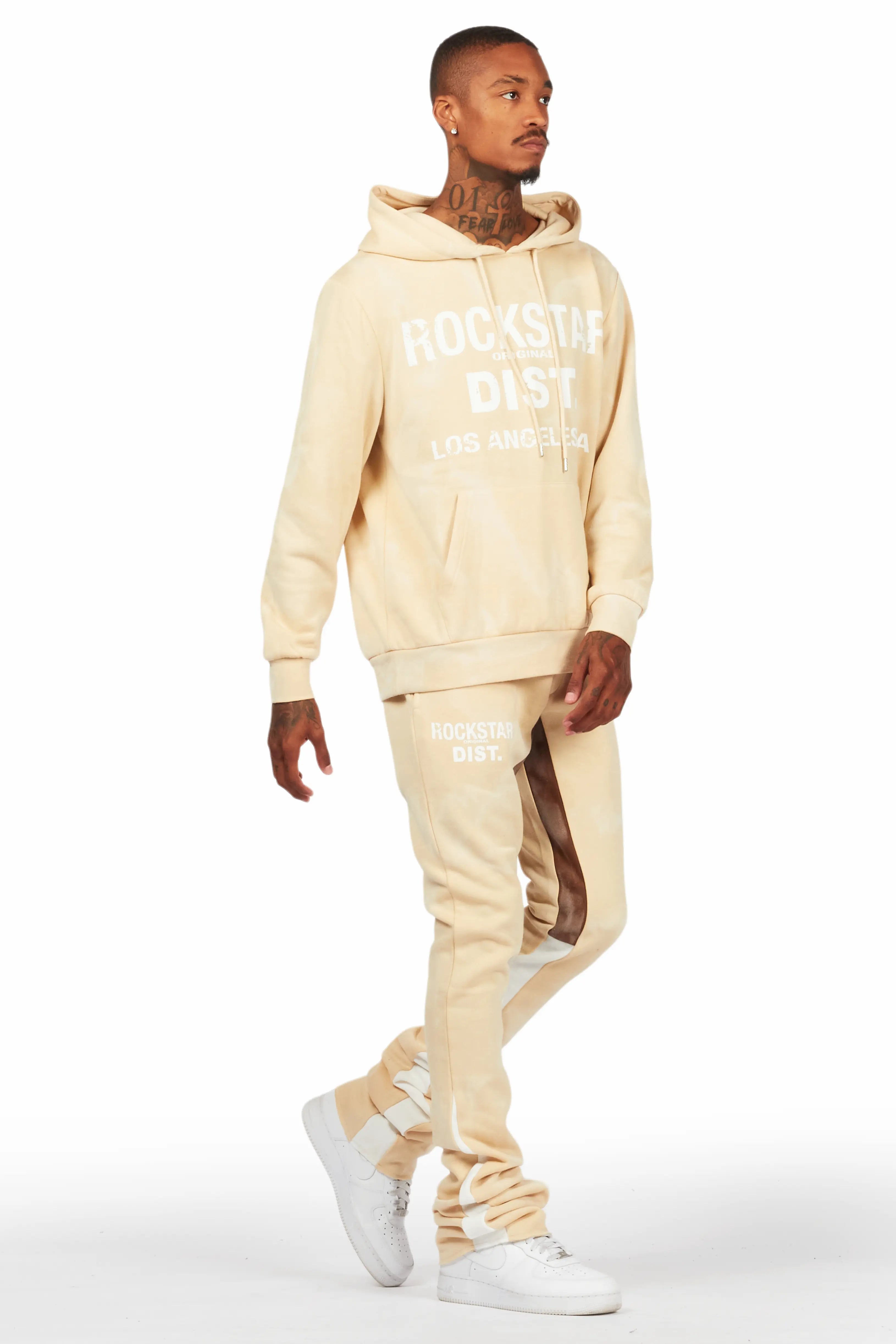 Nelly Beige Hoodie/Super Stacked Flare Pant Set