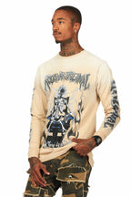 Exodus Beige Long Sleeve Graphic T-Shirt