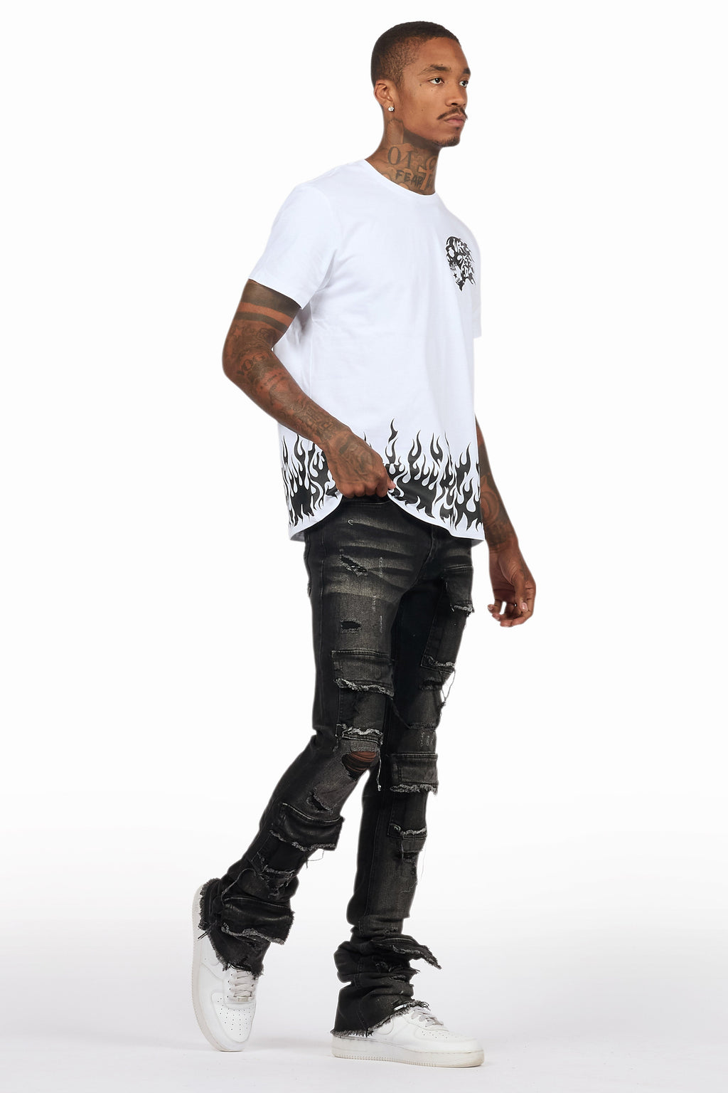 Bubble White/Black T-Shirt/Super Stacked Flare Jean Bundle