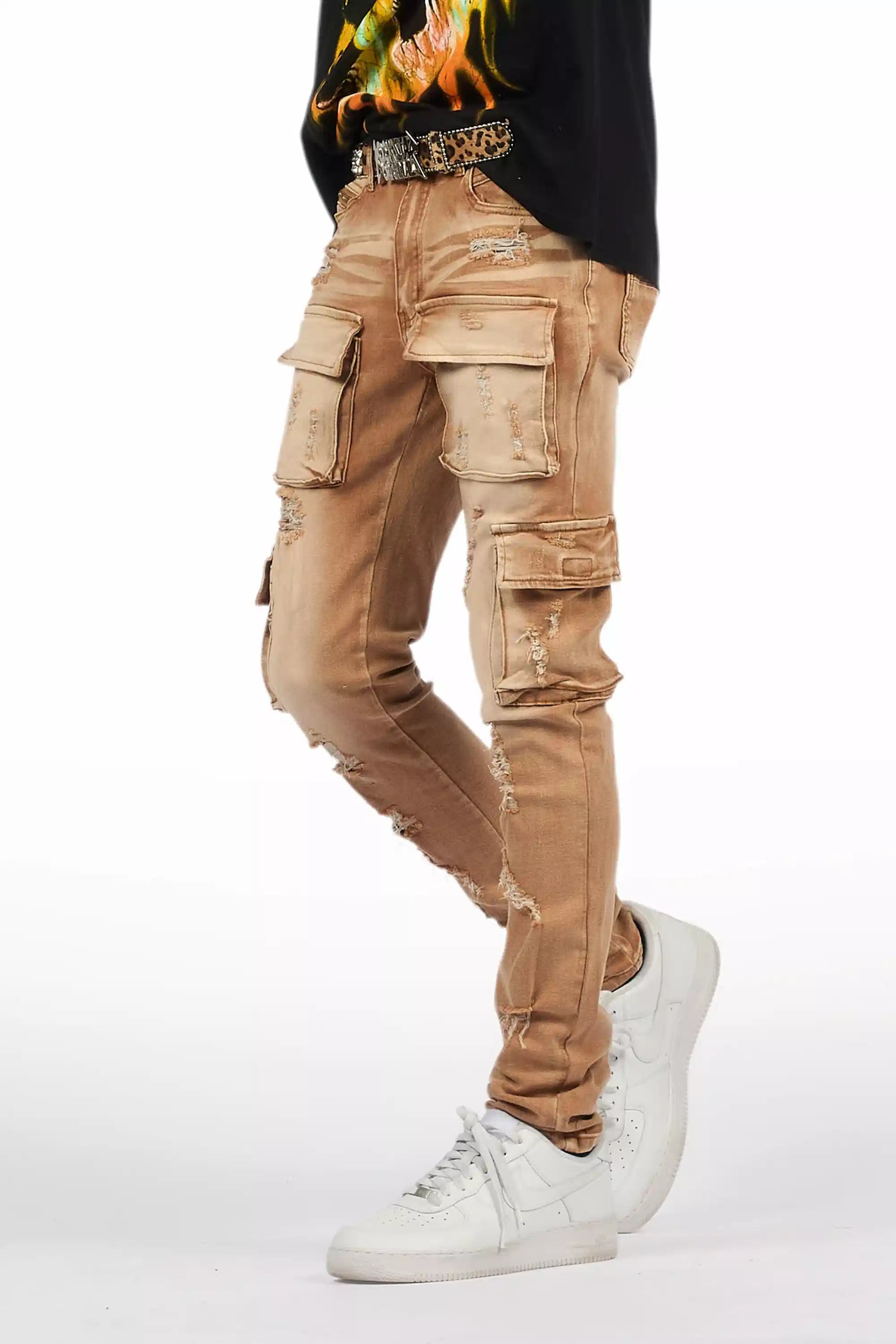 Kap Washed Beige Cargo Jean