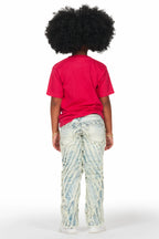 Girls Figgy Light Blue Stacked Flare Jean