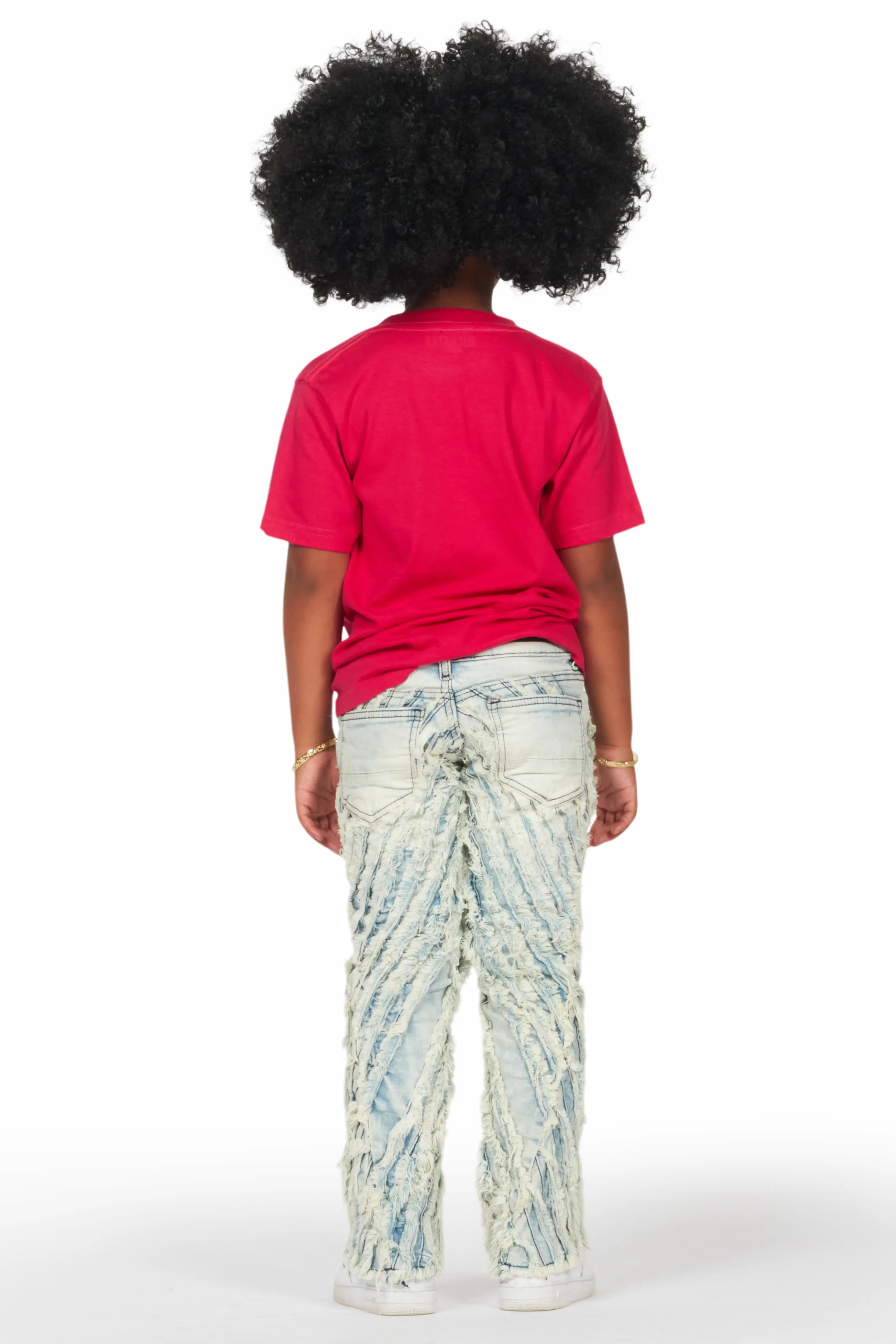 Girls Figgy Light Blue Stacked Flare Jean