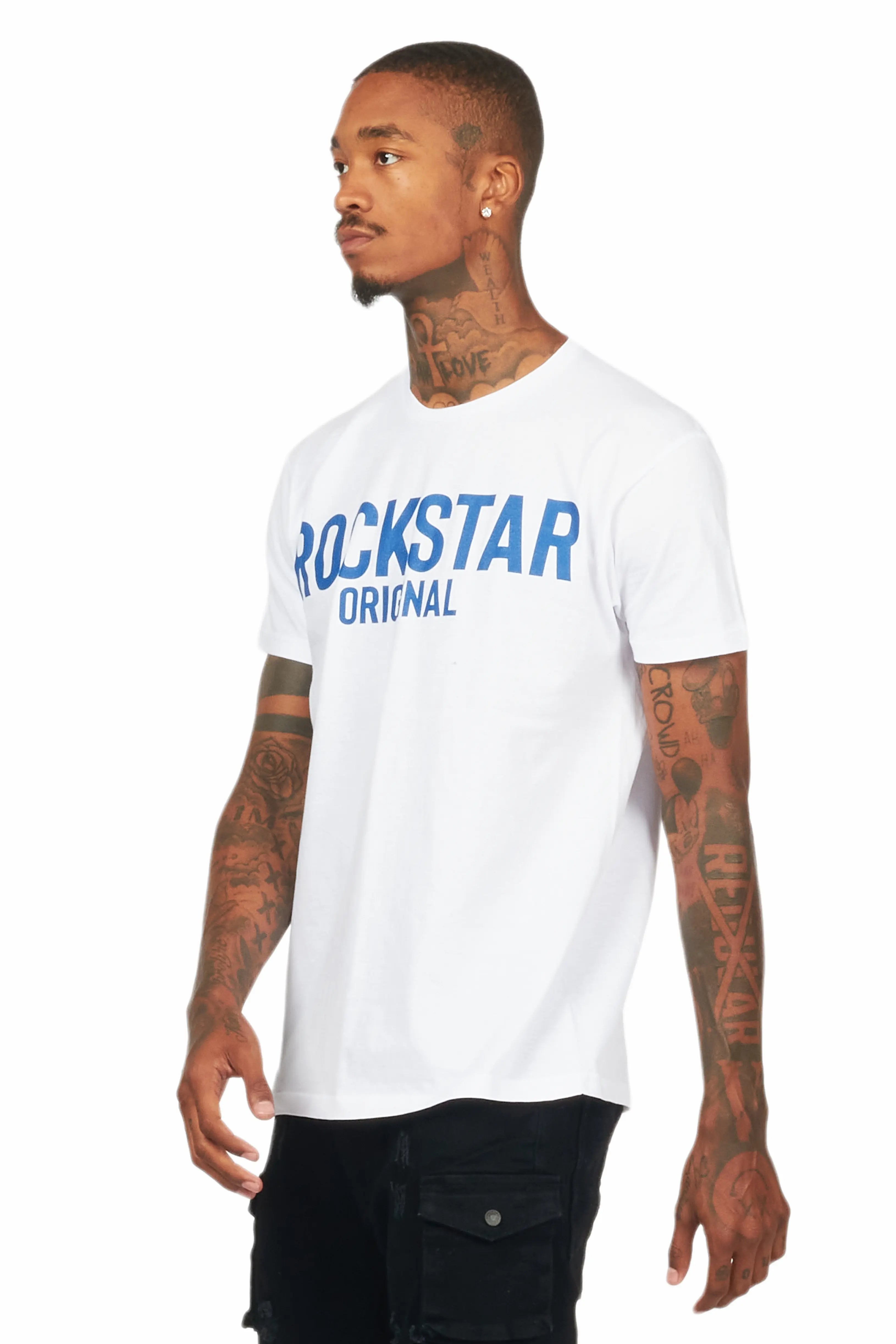 Sana White/Navy Graphic T-Shirt